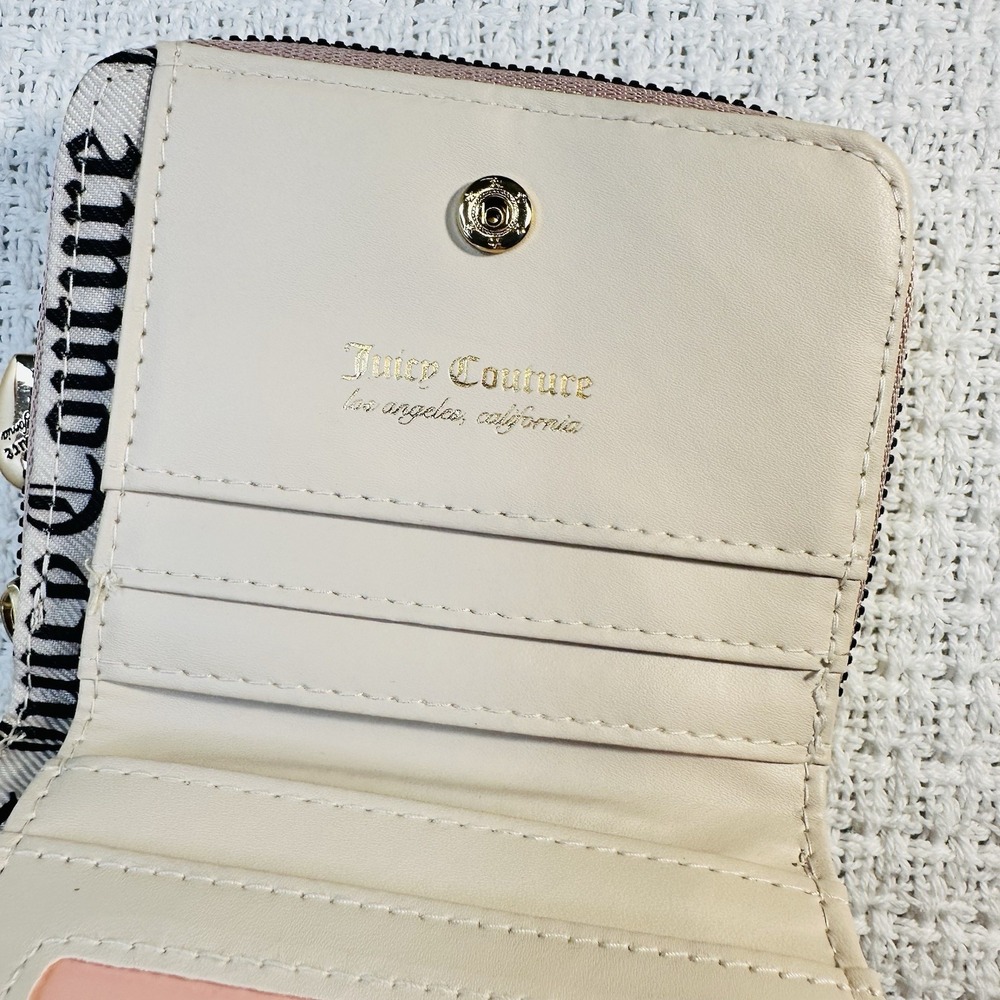 Juicy Couture Pink "Not Your Babe" Small Zip Around Wallet - Logo & Heart Charms - Picture 7 of 11